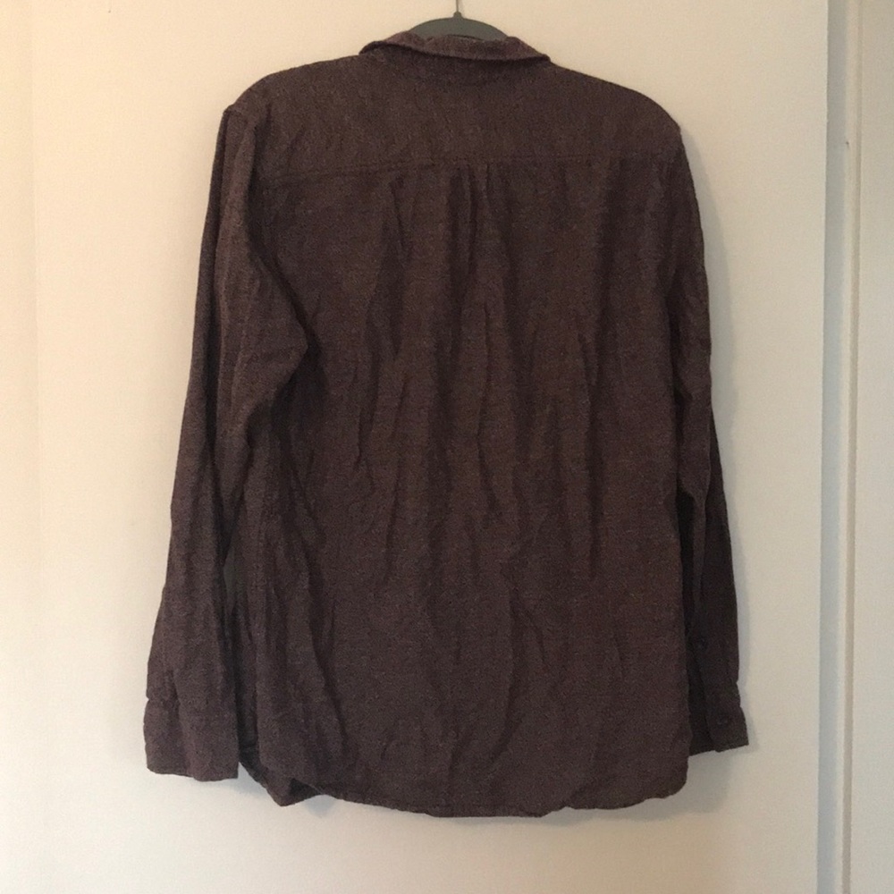 Maroon button down, leaf print pocket - Picture 3 of 3